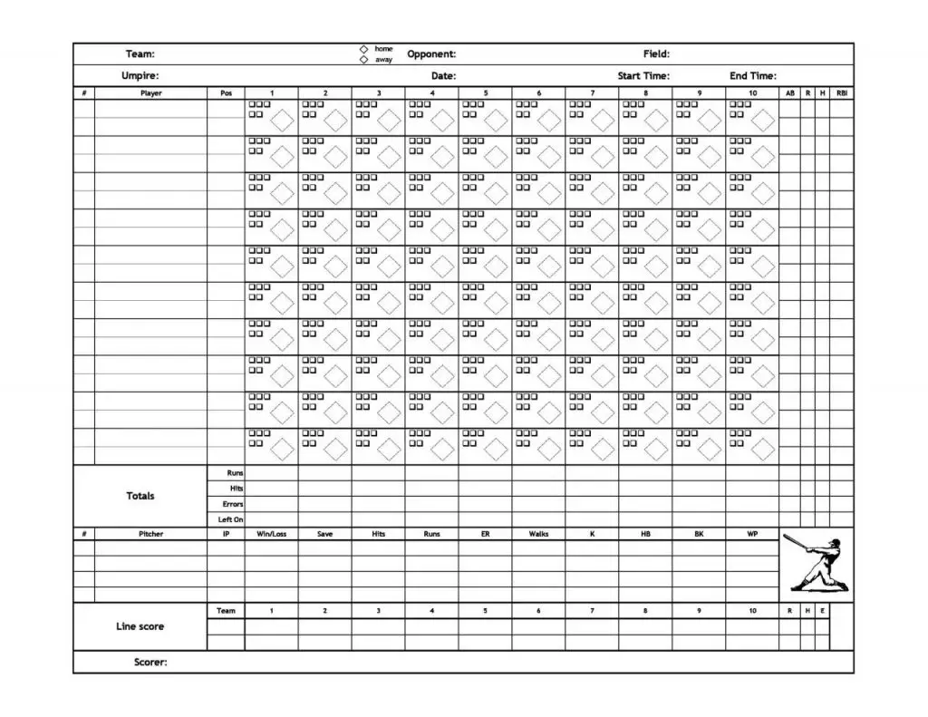 Más de 30 plantillas imprimibles de anotaciones de béisbol/tarjetas de