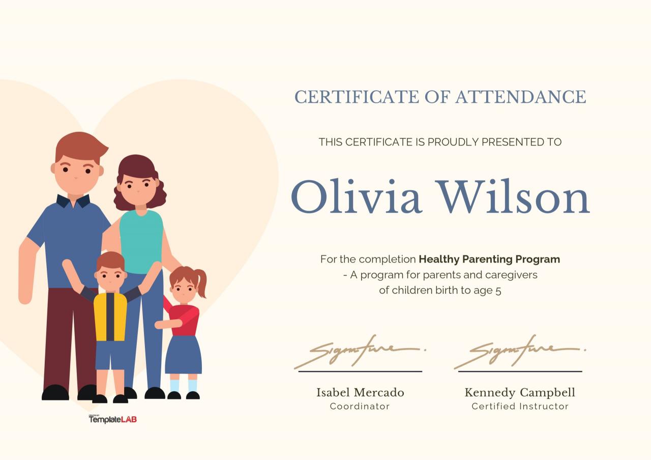 Certificado gratuito de agradecimiento para padres