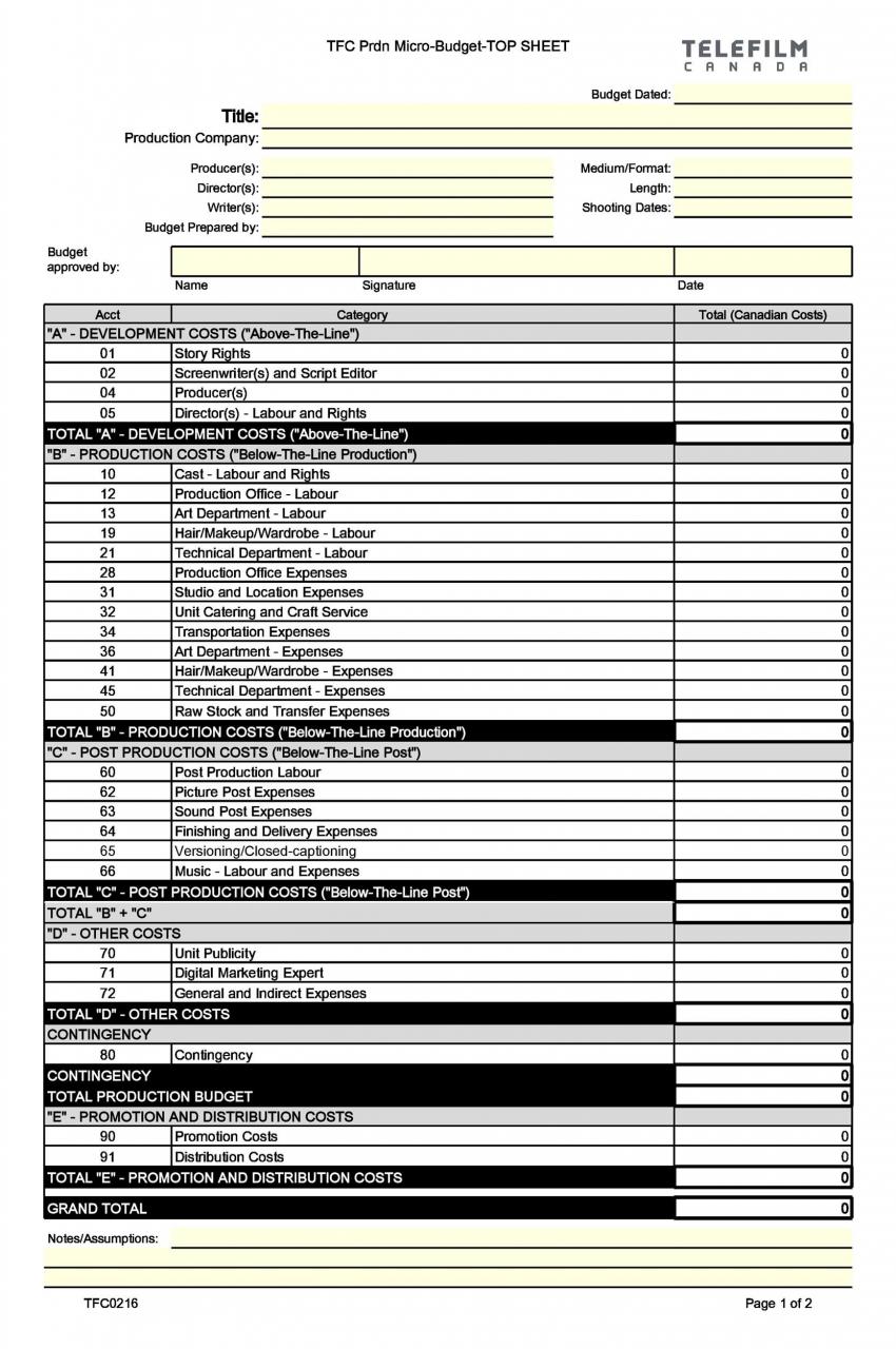 Plantilla de presupuesto de cine gratis 26