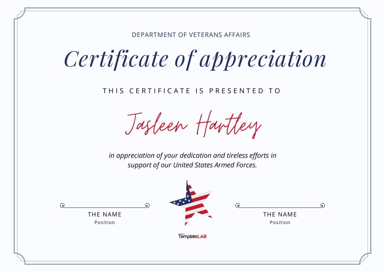 Certificado de reconocimiento gratuito para veteranos