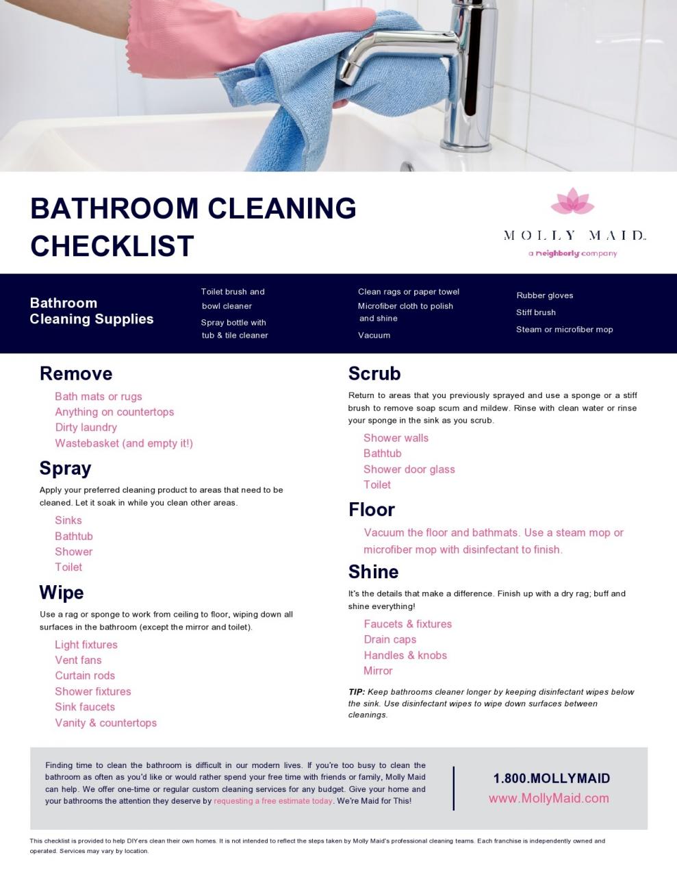 Lista de verificación de limpieza de baño gratis 05