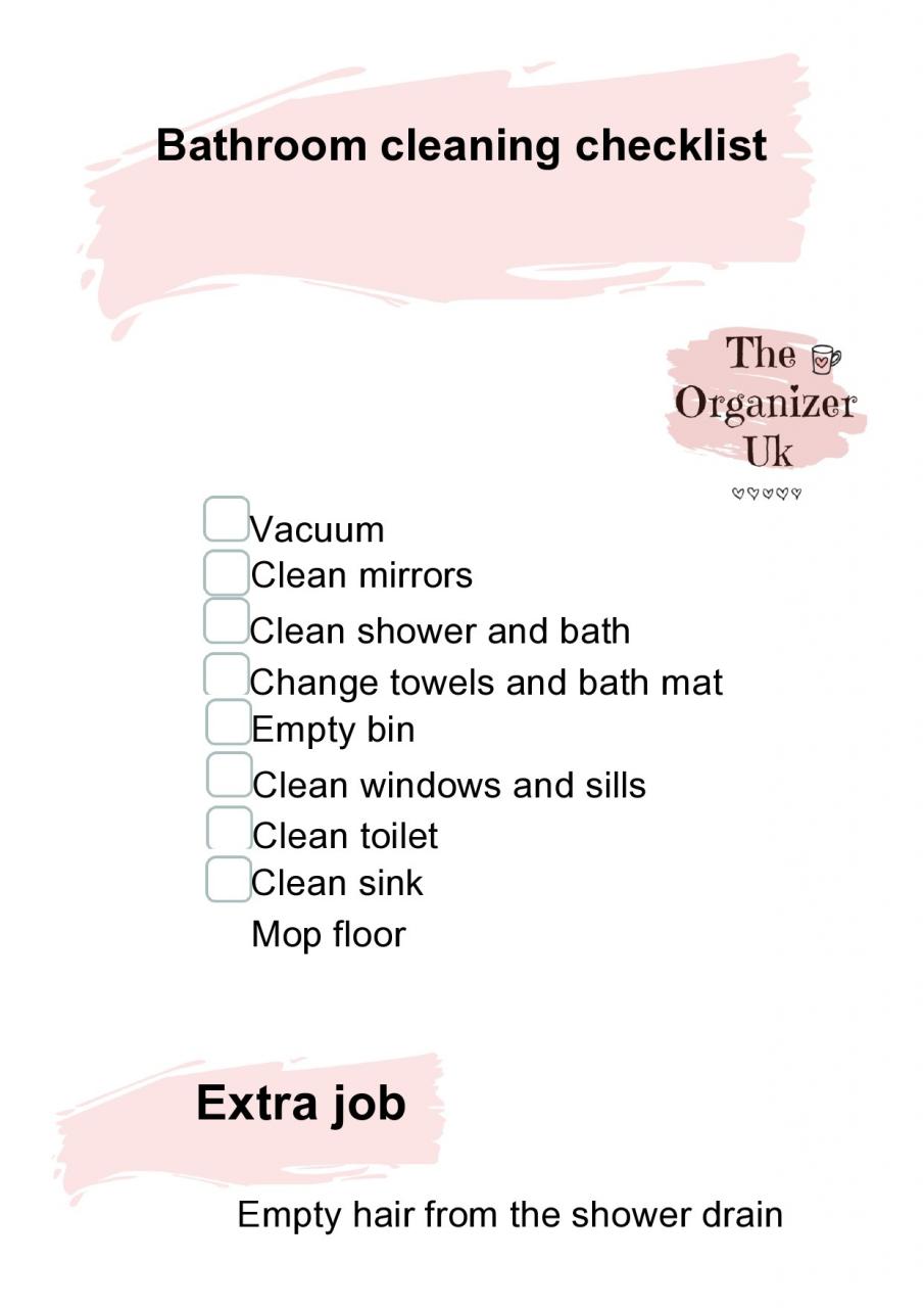 Lista de verificación de limpieza de baño gratis 12