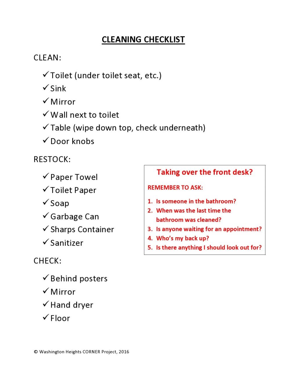 Lista de verificación de limpieza de baño gratis 17