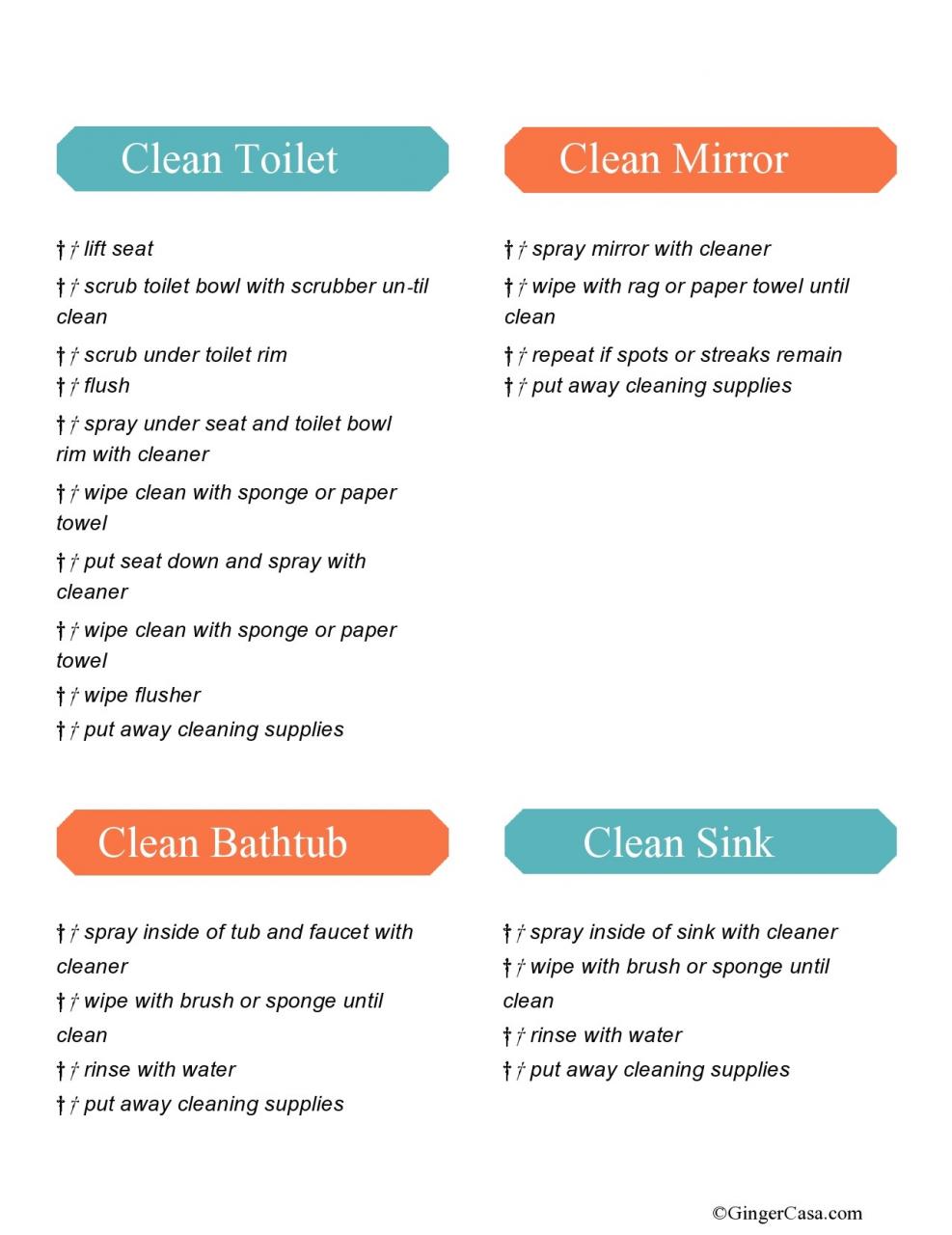 Lista de verificación de limpieza de baño gratis 18