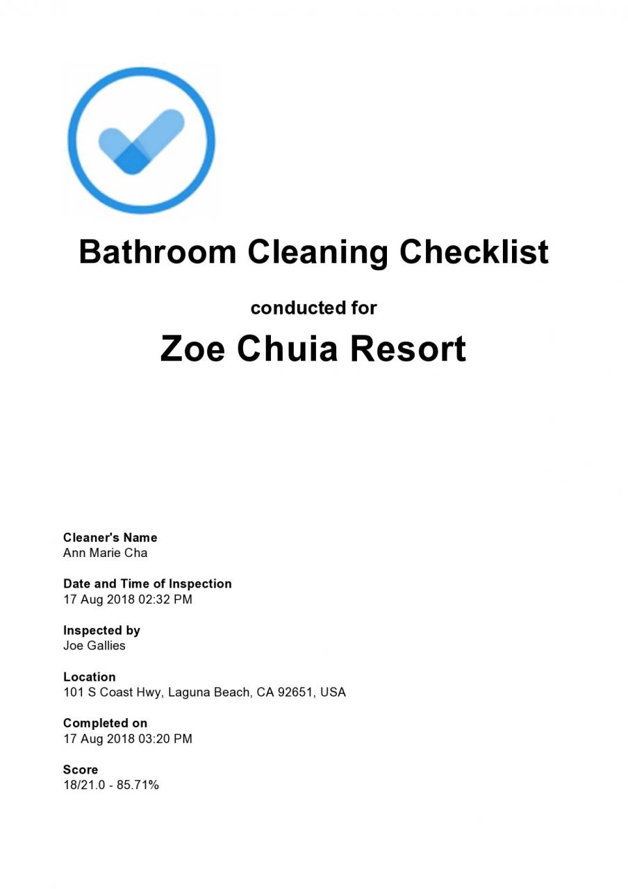 Lista de verificación de limpieza de baño gratis 20