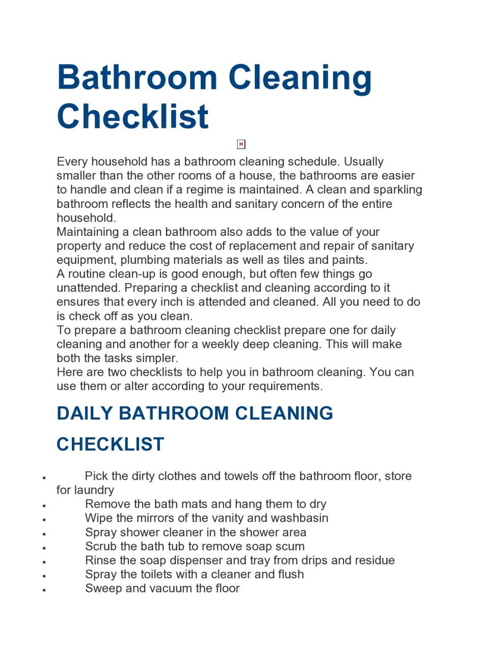 Lista de verificación de limpieza de baño gratis 35