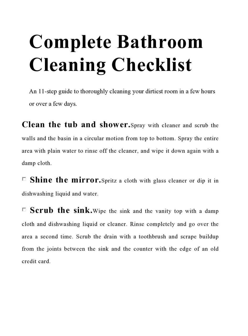 Lista de verificación de limpieza de baño gratis 40