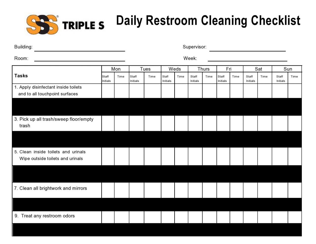 Lista de verificación de limpieza de baño gratis 49