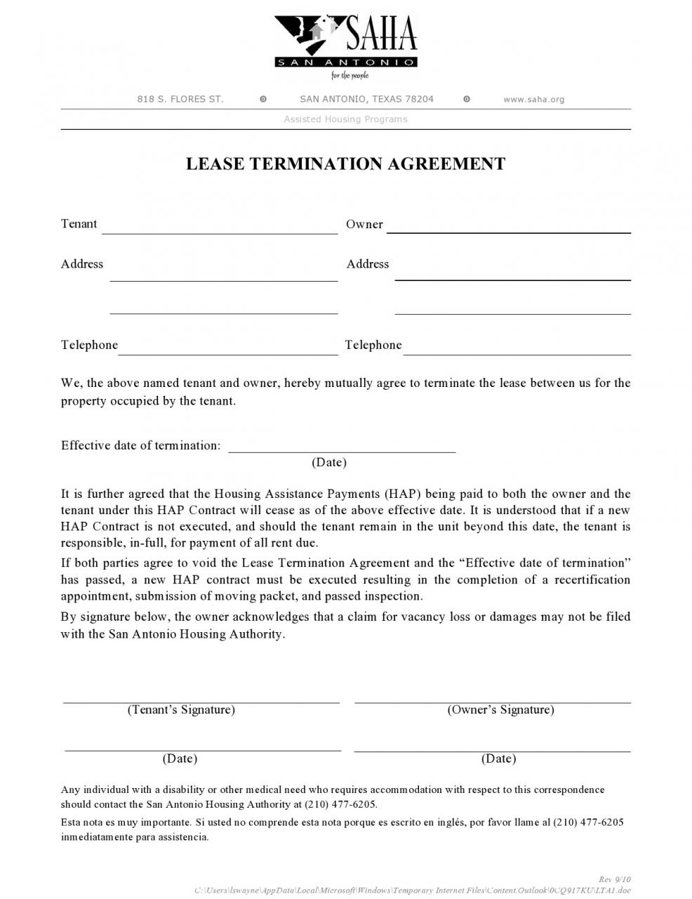 Contrato de rescisión de contrato de arrendamiento gratuito 11