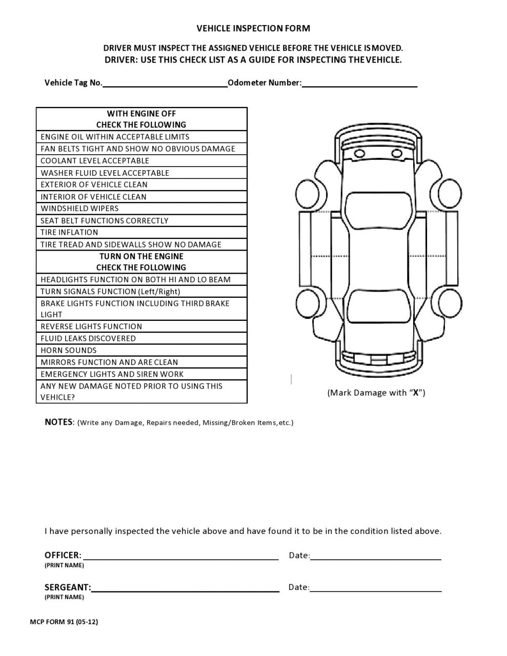 Formulario de inspección de vehículos gratis 08
