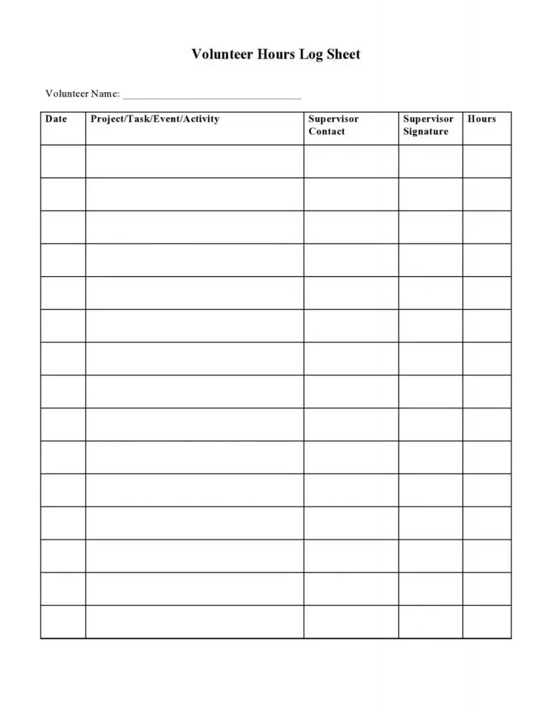 Hour Log Sheet Pdf