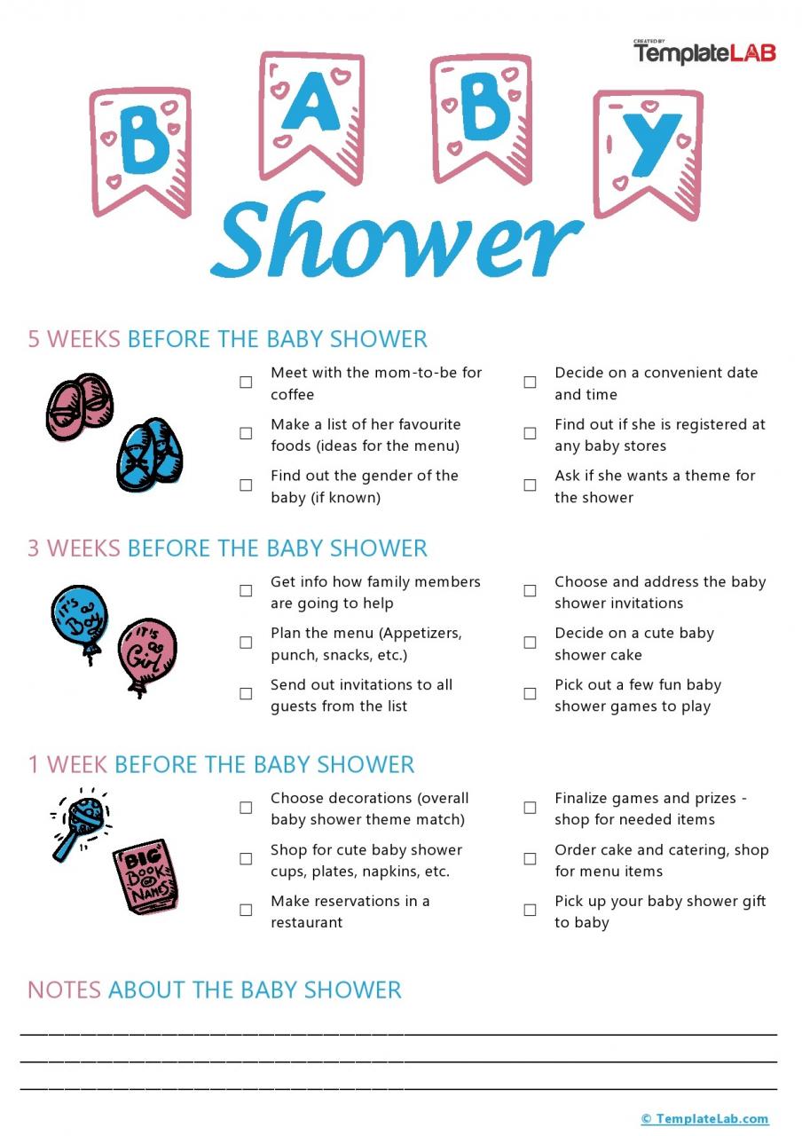 Plantilla de lista de tareas para baby shower gratis