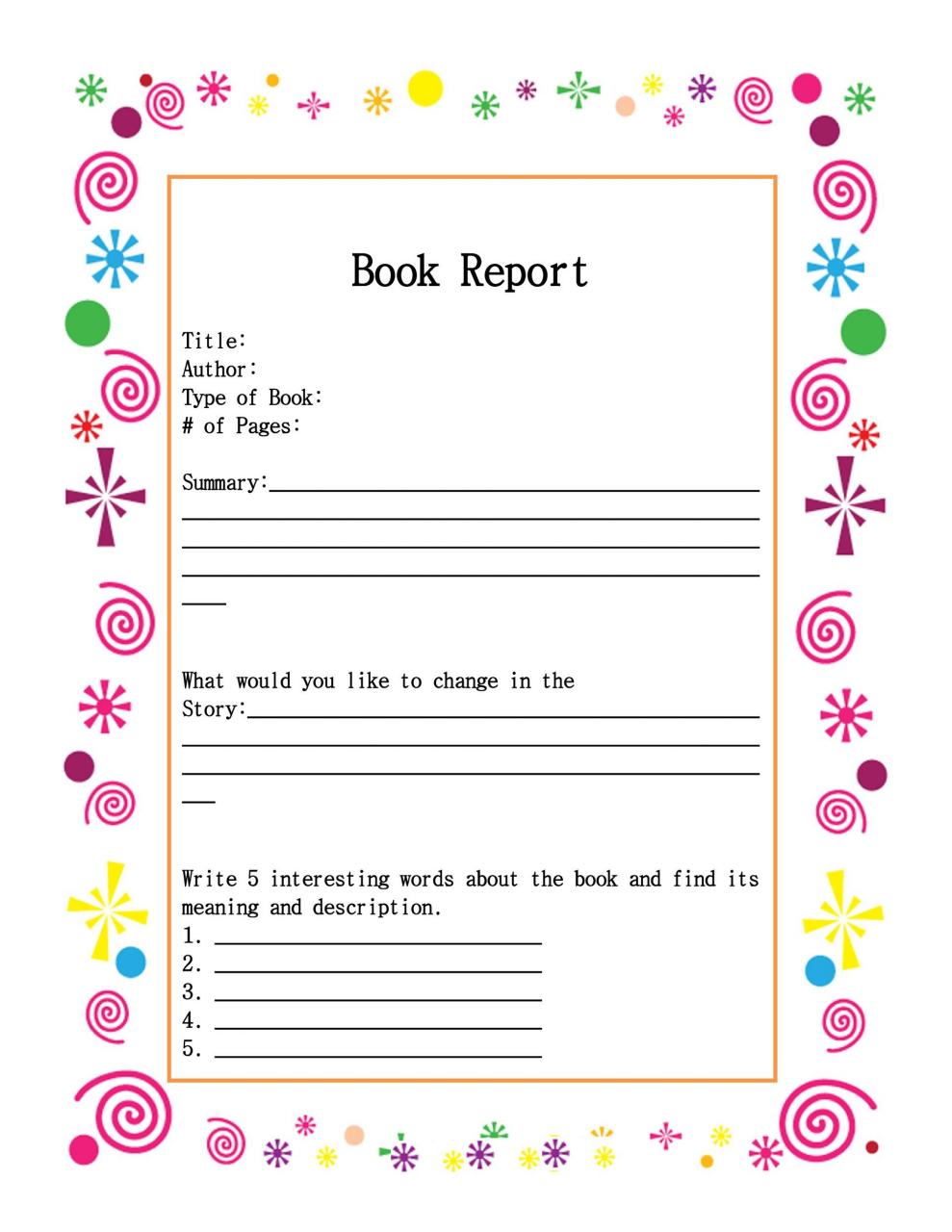 Plantilla de informe de libro gratis 12