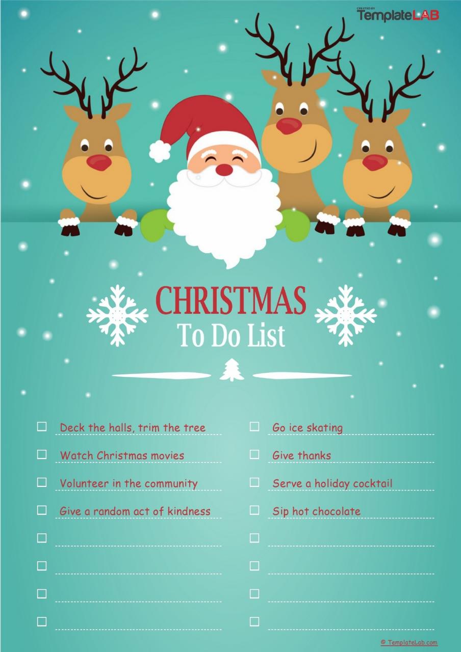 Plantilla de lista de tareas pendientes de Navidad gratis