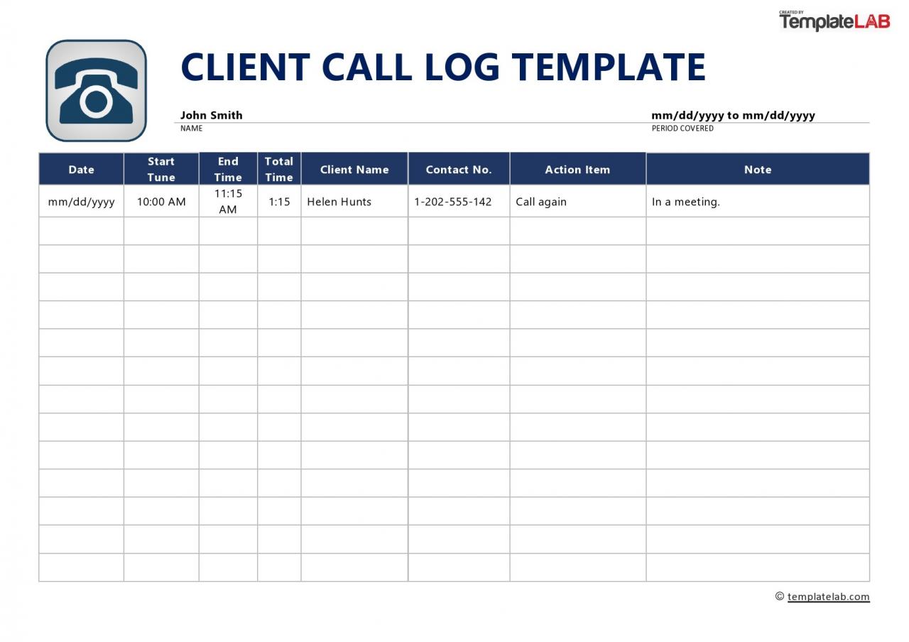 Más De 20 Plantillas Imprimibles De Registro De Llamadas Word Excel Pdf Mundo Plantillas 1440