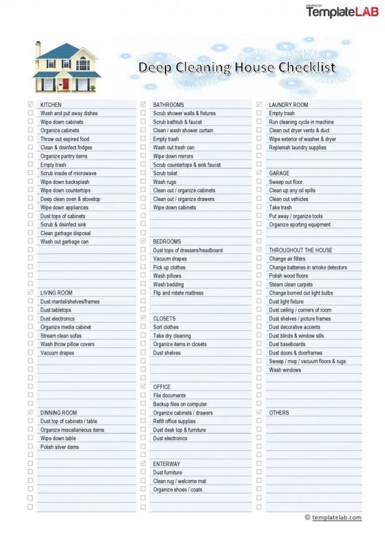 40 plantillas imprimibles de lista de verificaci n de limpieza de la