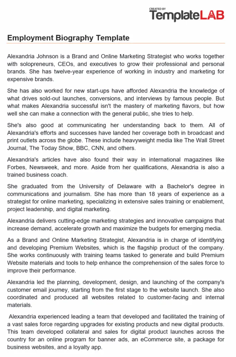 47 plantillas y ejemplos de biografías (personales, profesionales