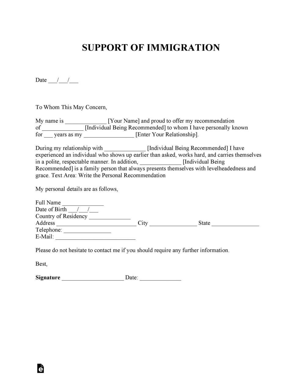 Carta de Inmigración Gratis 02