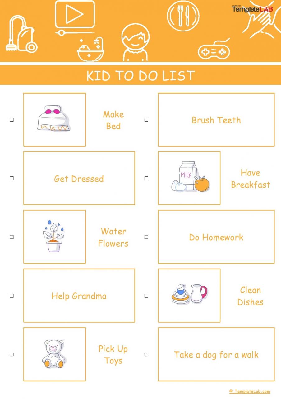 Plantilla de lista de tareas para niños gratis