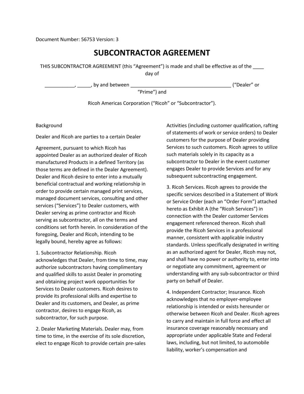 Acuerdo de Subcontratación Libre 36