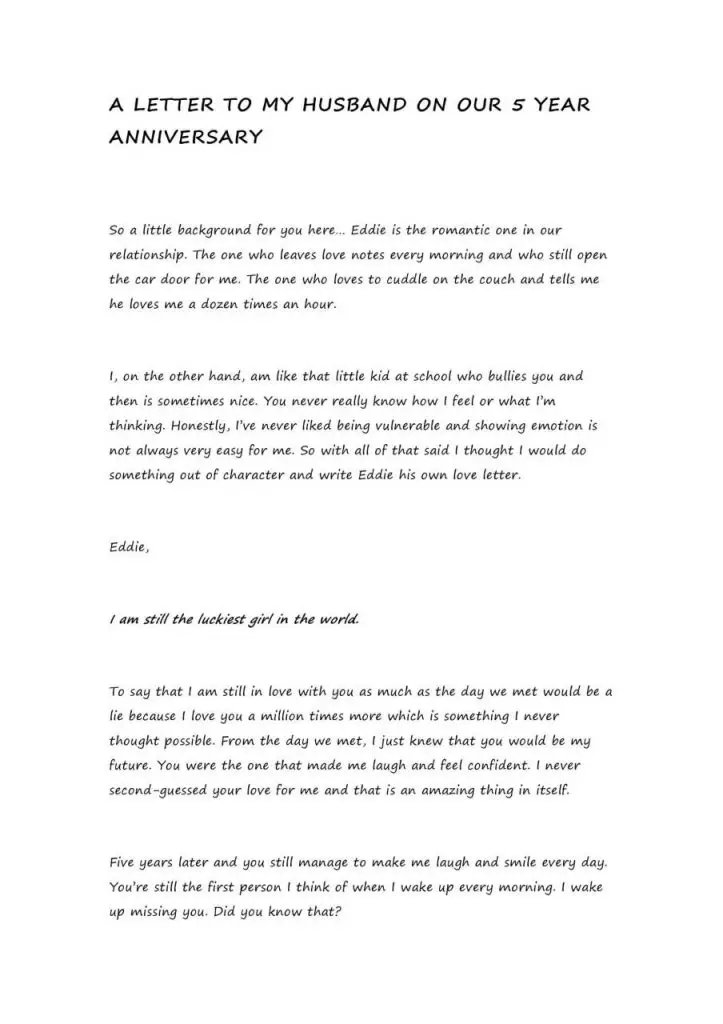 50 Cartas Románticas de Aniversario (para él o ella) Mundo Plantillas