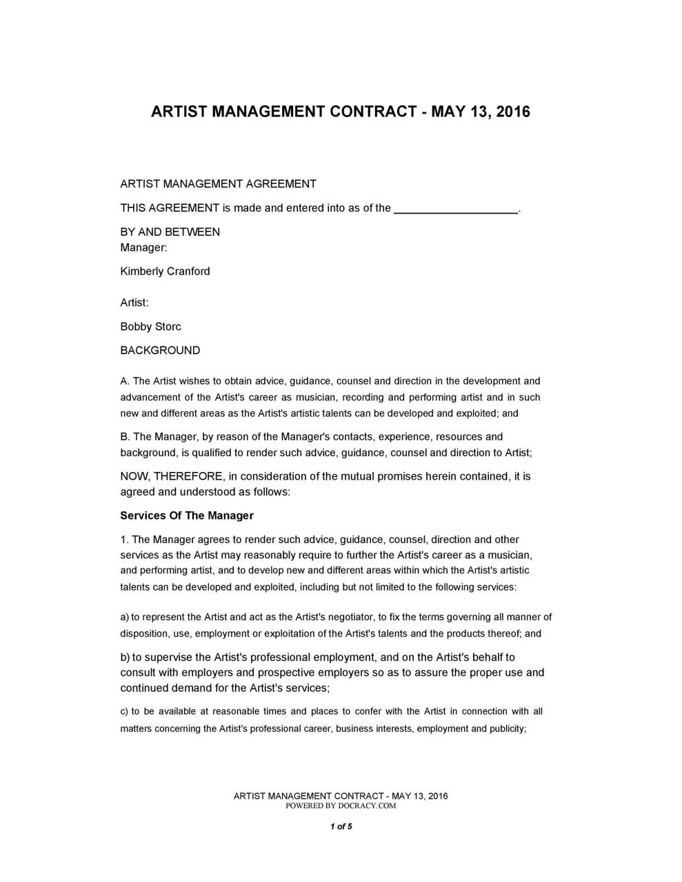 Contrato de gestión de artistas gratis 26