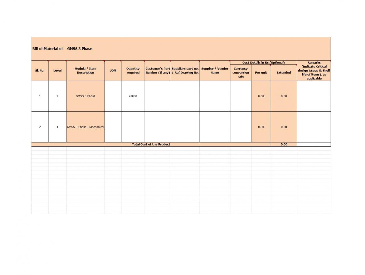 Plantilla gratuita de lista de materiales 11