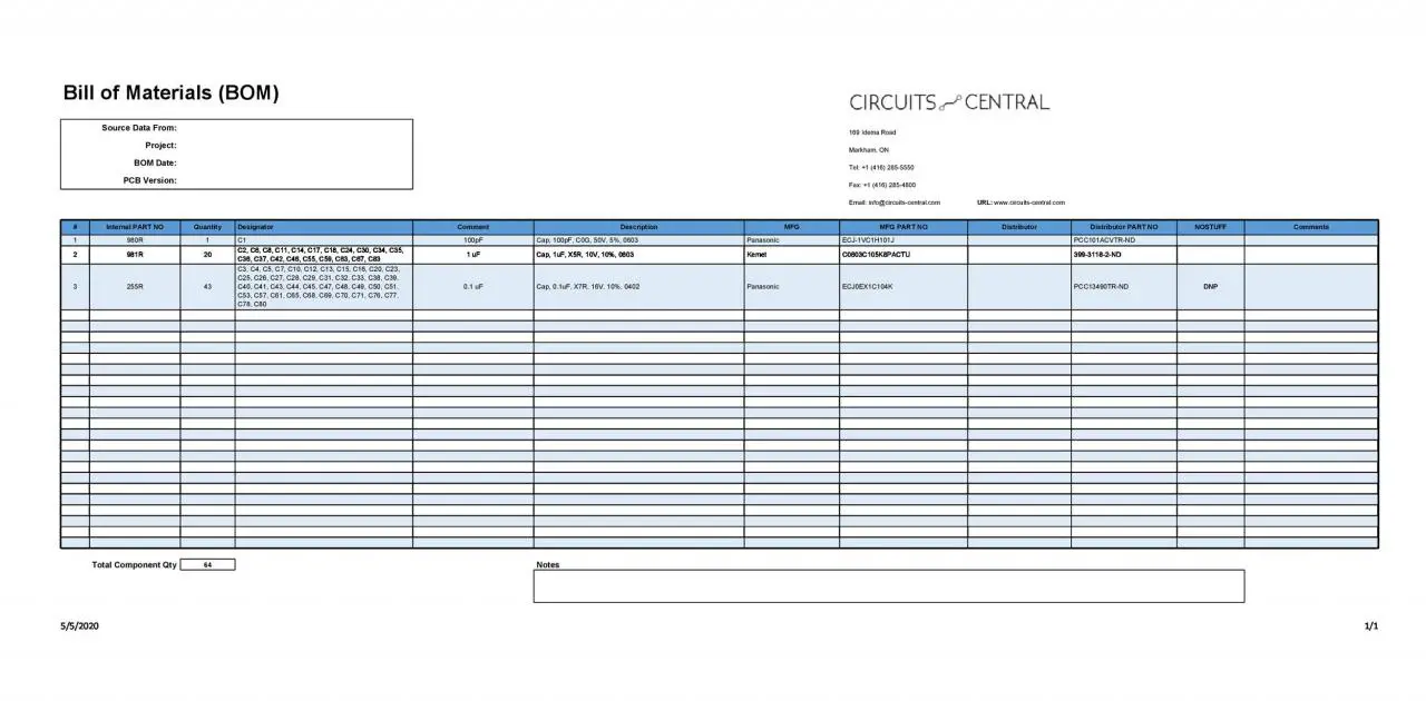 Plantilla gratuita de lista de materiales 14