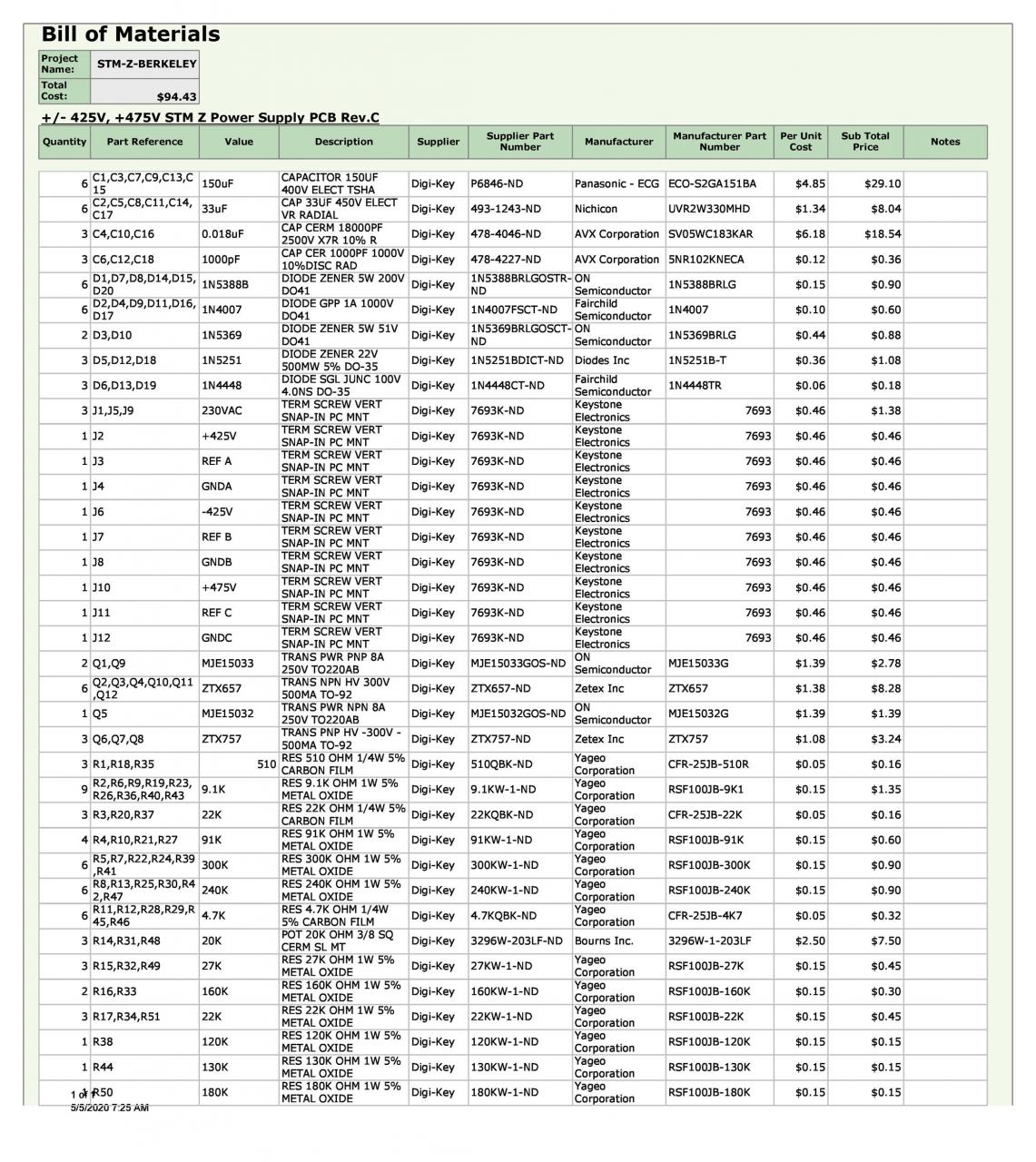 Plantilla gratuita de lista de materiales 22