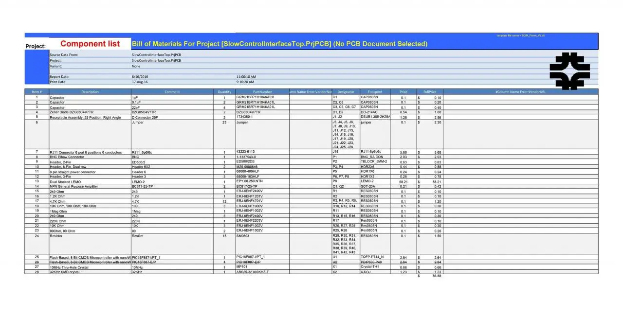 Plantilla gratuita de lista de materiales 44