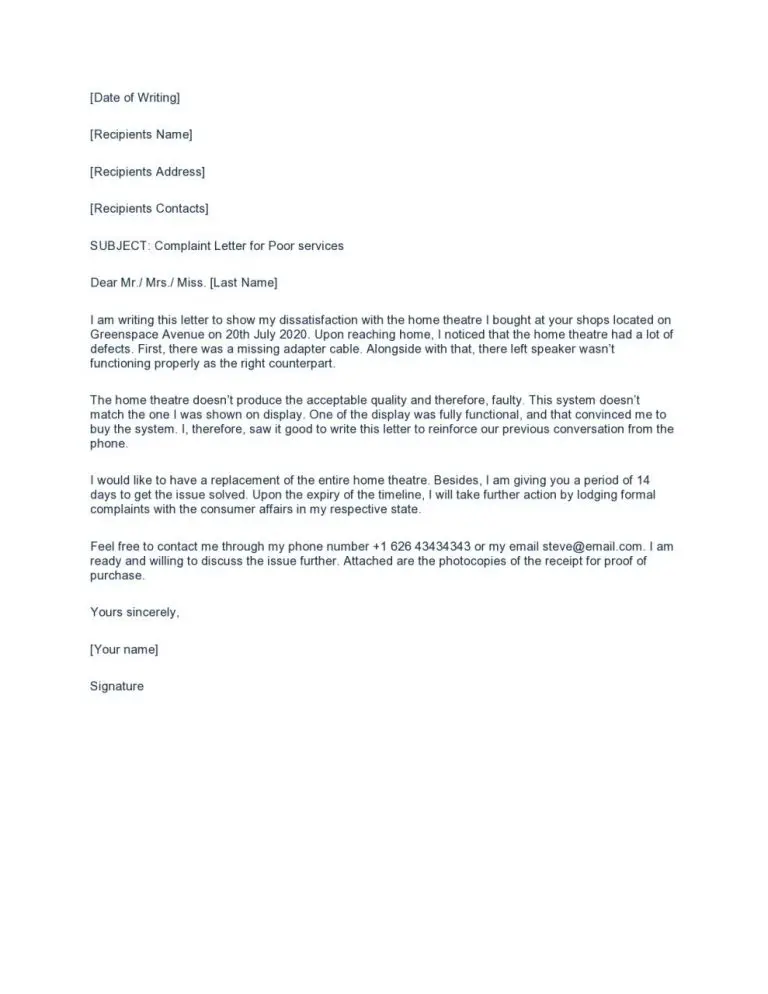 40 plantillas de carta de queja formal (Word) Mundo Plantillas