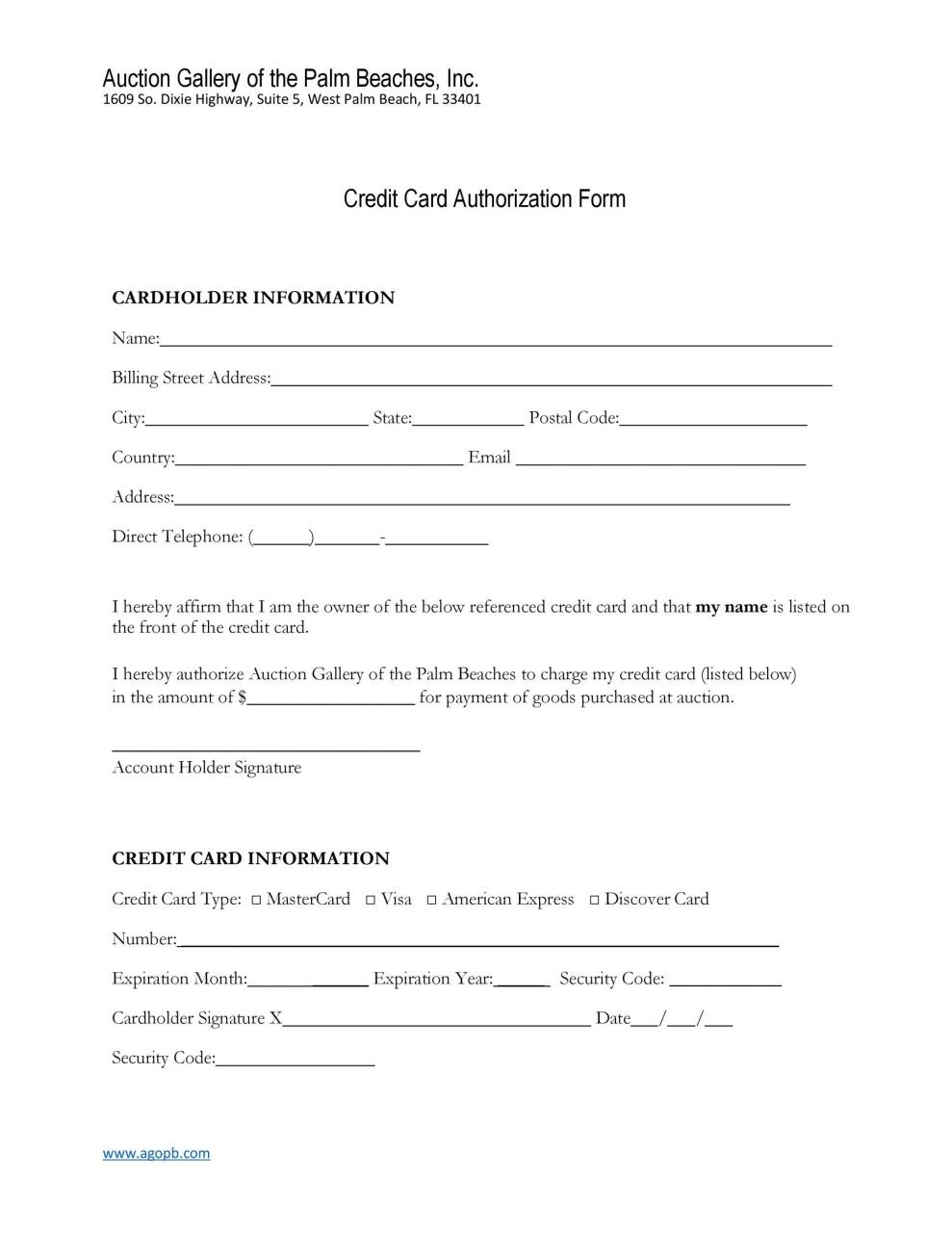 Plantilla de formulario de autorización de tarjeta de crédito gratis 09