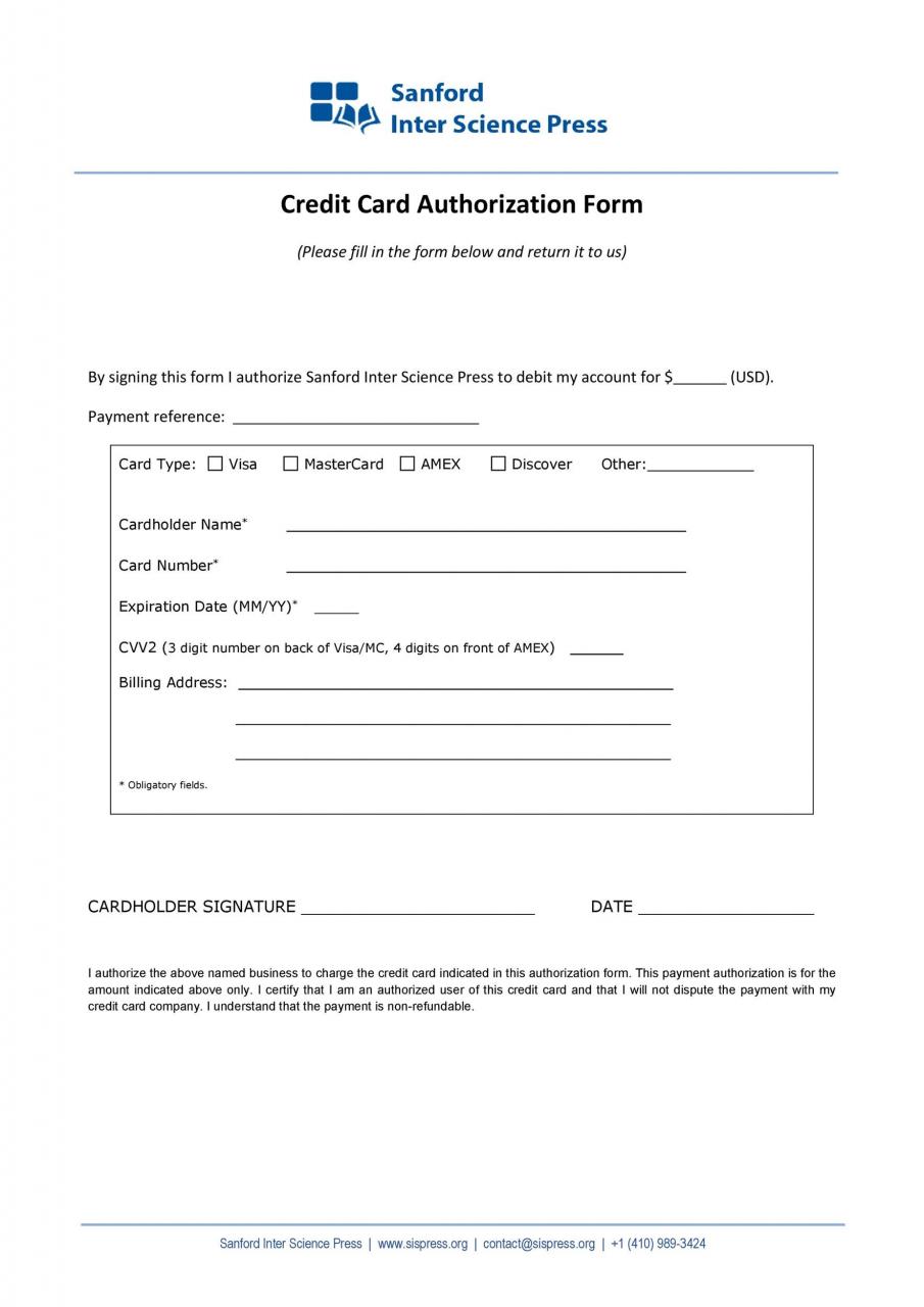 Plantilla de formulario de autorización de tarjeta de crédito gratis 10