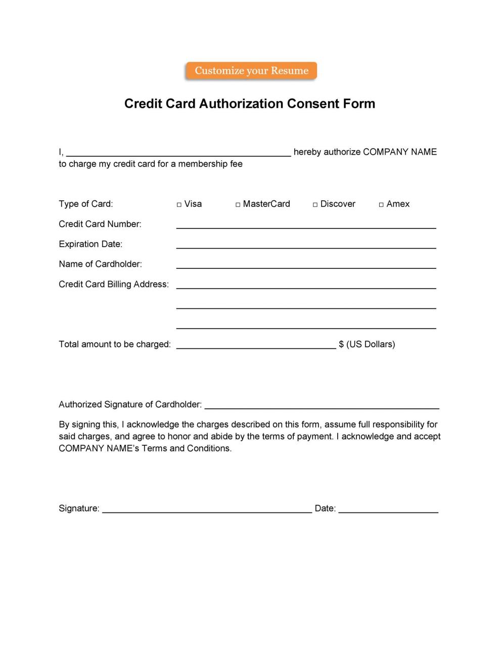 Plantilla de formulario de autorización de tarjeta de crédito gratis 17