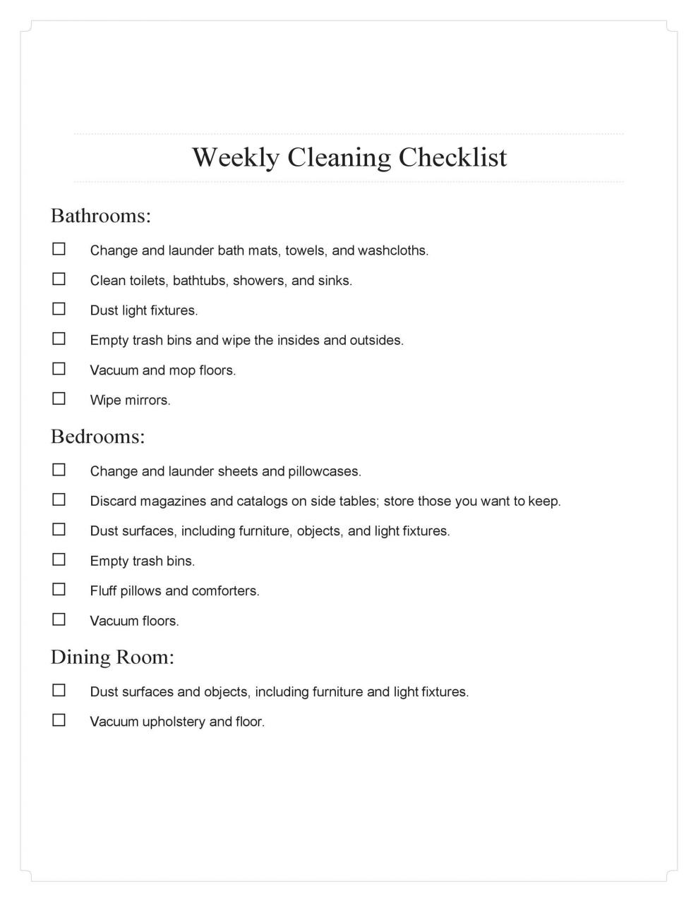Lista de verificación de limpieza de la casa gratis 13
