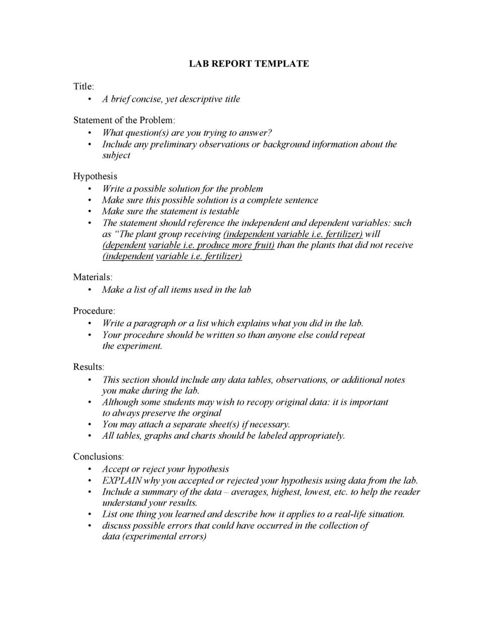 Plantilla de informe de laboratorio gratis 12