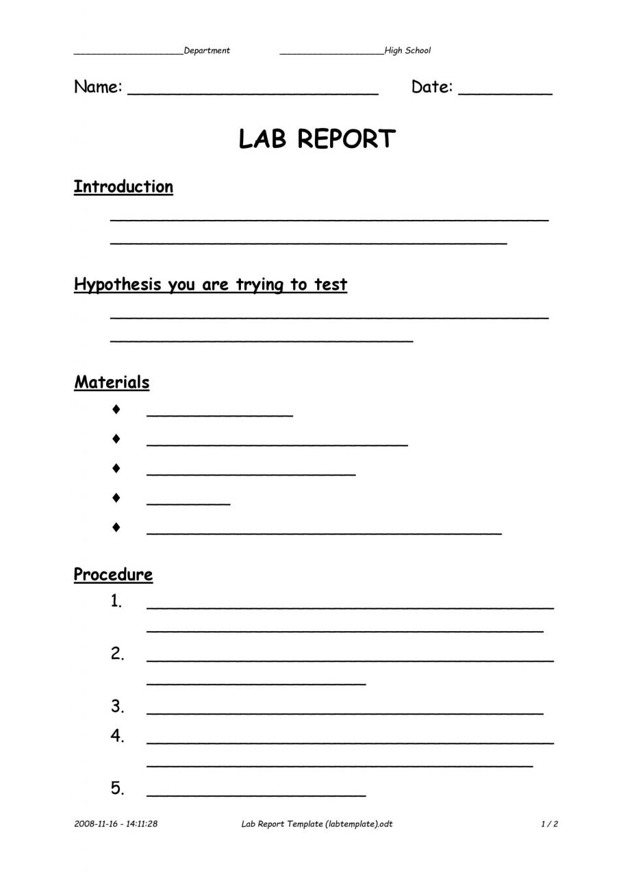 Plantilla de informe de laboratorio gratis 28