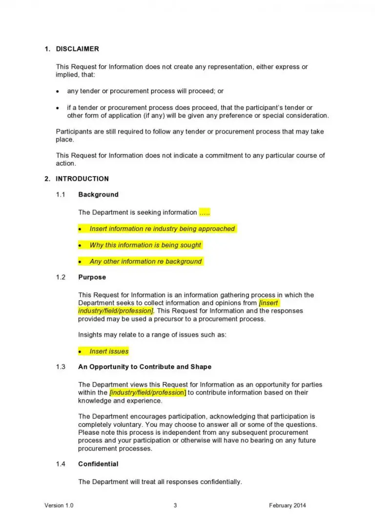 45 plantillas y formularios de solicitud de información (RFI) GRATIS ...