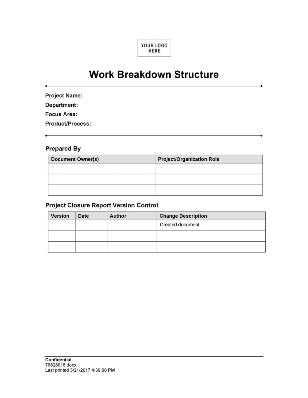 Plantilla de estructura de desglose de trabajo gratis 07