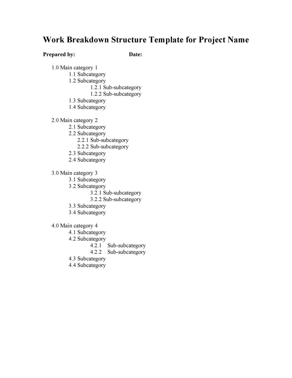 Plantilla de estructura de desglose de trabajo gratis 11